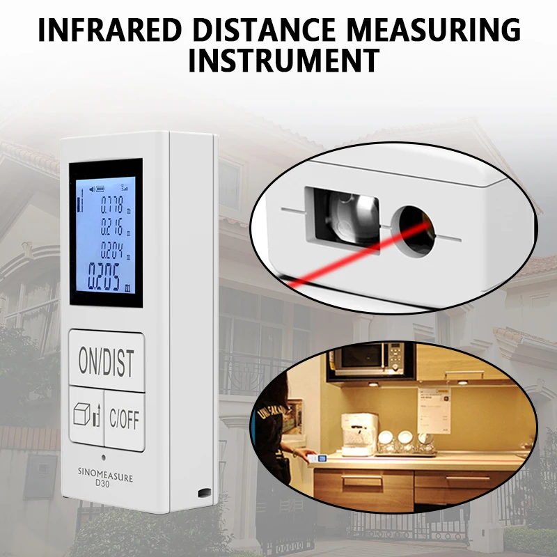 

Infrared distance measuring instrument high precision handheld room measuring instrument electronic ruler USB charging