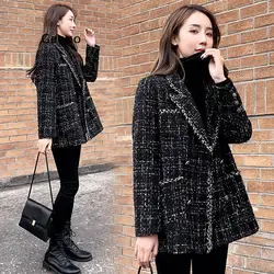 High-Quality Plaid Suit Jacket Female New Spring Self-Cultivation Temperament Mid-Length and Small Fragrance Suit Jacket Women