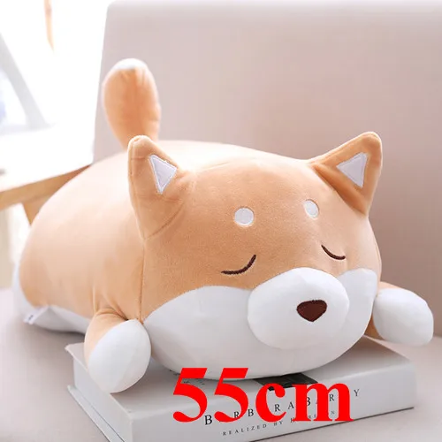 1 шт. милые толстые Шиба ину и корги собаки плюшевые игрушки мягкие Kawaii животных мультфильм Подушка куклы подарок для детей Детские - Цвет: 55cm brown close eye