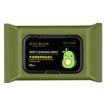 

No StimulationHypoallergenic Portable Avocado Disposable Makeup Wipes Deep Cleaning Makeup Removing Wipes Avocado Facial Cotton