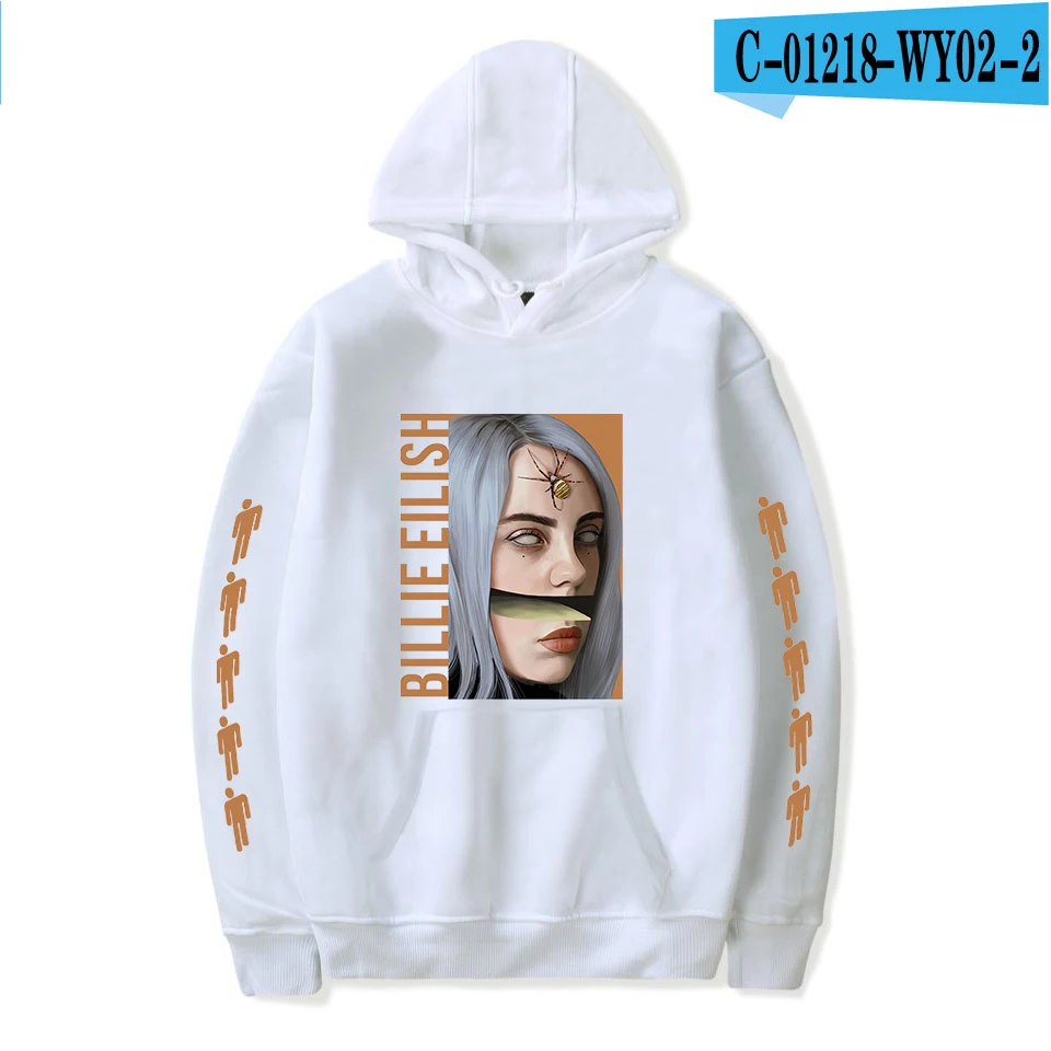 Billie Eilish, модная толстовка с капюшоном, Женская Мужская толстовка, новая популярная куртка, осенний и зимний комфортный для мальчиков и девочек белый пуловер - Цвет: As picture