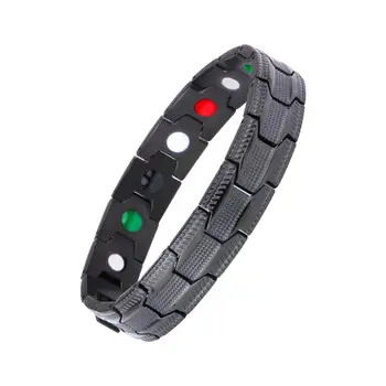 

USWEL Women Men Germanium Magnetic Bracelet Health Care 316L Stainless Steel Power Therapy Hand Chain Titanium Healing Bangles