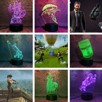

3D illusion Battle Royale Figures Lamp Raven Parachute PUBG Figurine Light Kids Sleeping Lampen Best Toys For Christmas Holiday