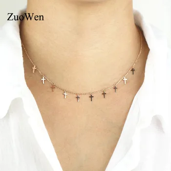 

Women Necklaces Jewelry Cross Choker Necklace Chain Lovers Silver Color Classic Girls Tassel Kpop Collares