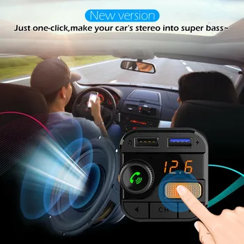 

1pc Brand New Bluetooth Wireless 5.0 Car Kit FM Transmitter USB Charger Adapter Stereo Bass MP3 Player