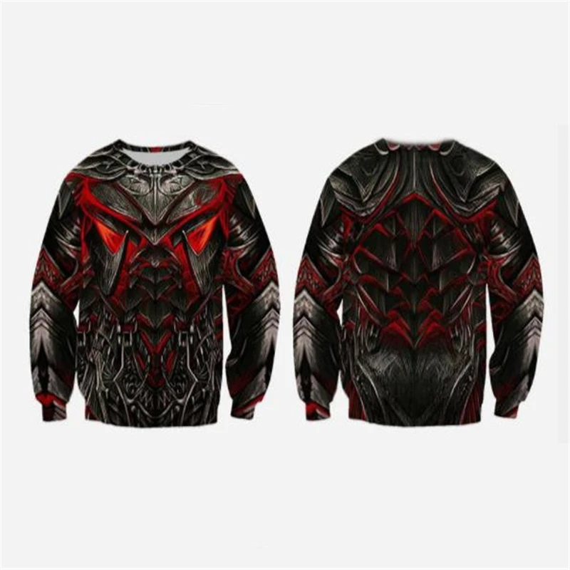Взрослый Ретро DAEDRIC ARMOR мужская Броня рыцарь 3D печать с длинным рукавом прямой толстовка с капюшоном - Цвет: Черный