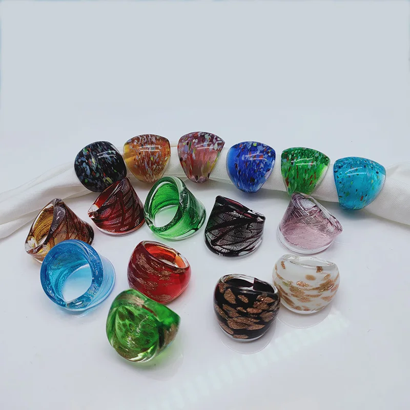 Anillo de cristal de Vintage mixto para mujer, sortija de cristal de Murano Vintage para mujer, sortija de dedo hecha a mano, joyería, regalos al mayor, 16 Uds.|Anillos| - AliExpress