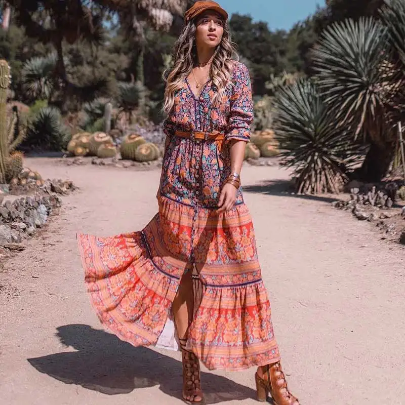 bohemian floral print dress