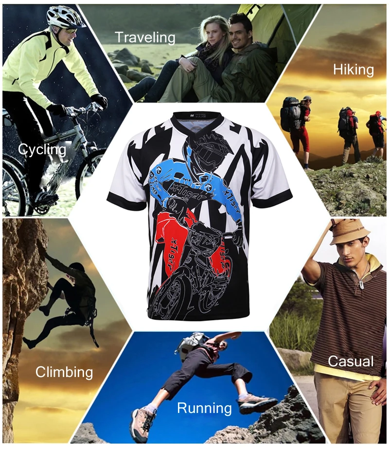 X-Tiger DH Рубашка полиэстер Велоспорт Трикотажные изделия MTB футболка дышащая горные спортивная мужская футболка спортивная одежда