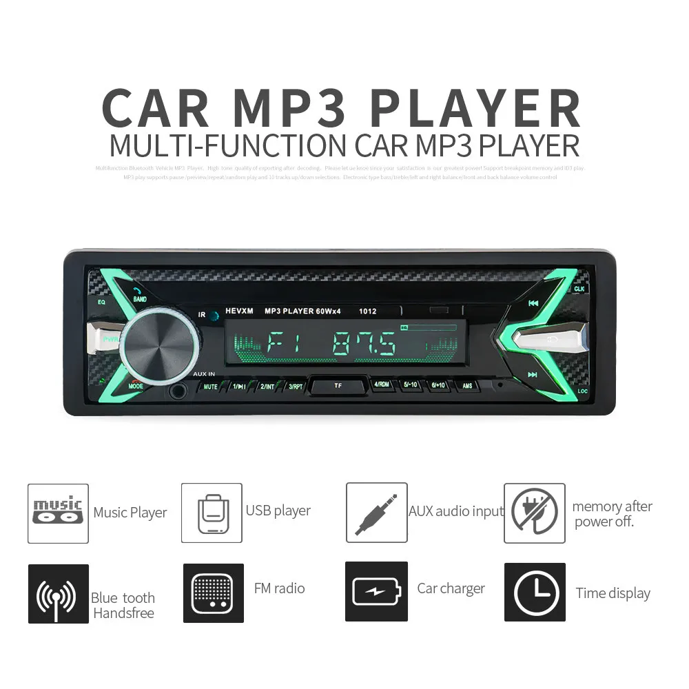 12 В автомобильный аудио для стерео-Радио автомобильной Bluetooth V3.0 в тире 1 Din FM Aux вход приемник SD USB MP3 MMC WMA автомобильное радио Playe
