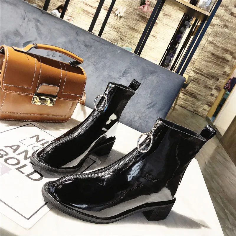 New Sexy Zip Ankle Boots Women Thigh High Boots Over The Knee Boots Platform Leather Black Long Boots Autumn Shoes Woman