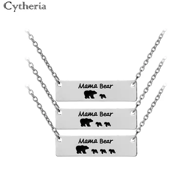 mama bear 2 cubs necklace