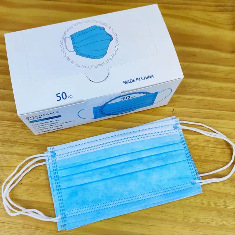 

50Pcs 3-layer Dustproof non-woven Mouth Mask Ventilation Adults Protective Masks B36D
