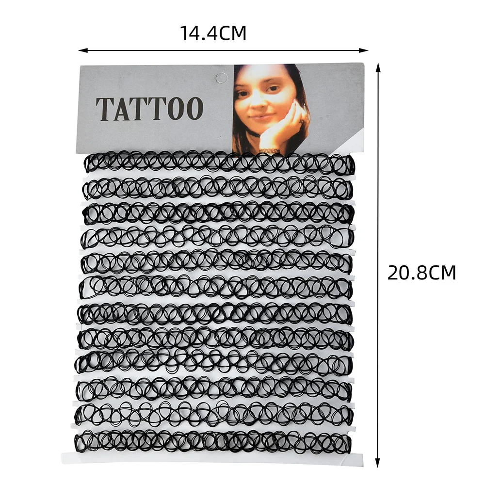 12 Teile/satz Gemischte Farbe Tattoo Regenbogen Colliers Vintage Gothic Punk Elastische Halskette Frauen Schmuck Party Tragen Dekoration für Mädchen – Detail 4
