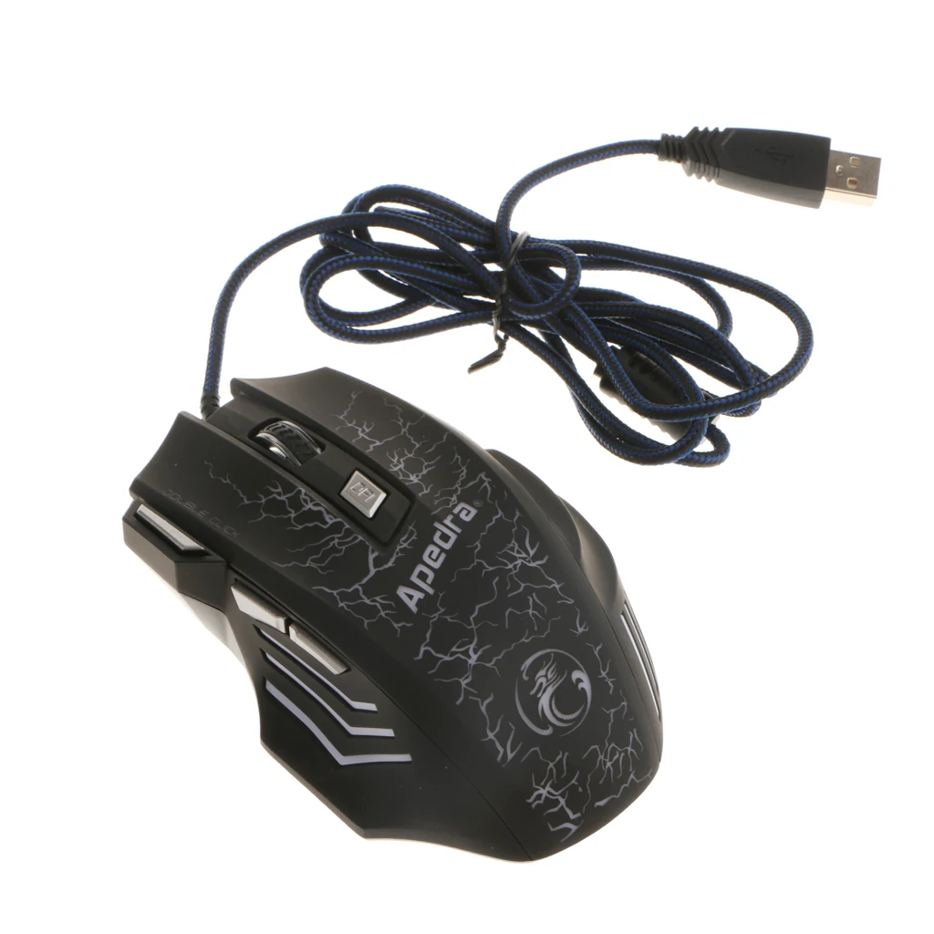 3200 dpi оптическая Регулируемая 7 кнопочная Проводная игровая мышь USB компьютерные мыши с подсветкой для компьютера