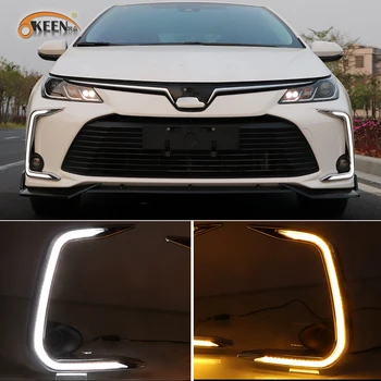 

2Pcs Led DRL For Toyota Corolla 2019 2020 LED Daytime Running Light Yellow Turn Signal Waterproof 12V Fog Lamp Decoration Bumper
