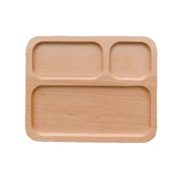 

Afternoon Tea Tray Wood Tableware Kitchen Supplies Wooden Plate Sub-Divided Plate Fruit Snack Wooden Plate