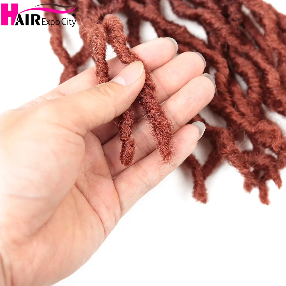 18Inch Goddess Faux Locs Crochet Hair Synthetic Wave Hair Ombre Braiding Hair Extensions Handmade 18Strands Hair Expo City
