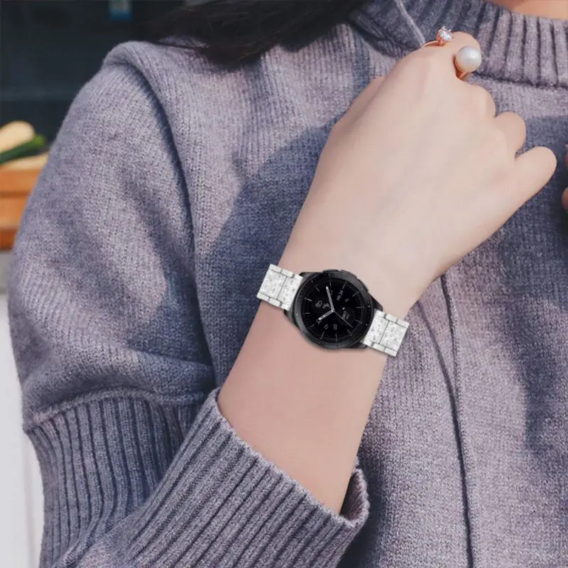 Ремешок для часов для samsung gear S3 Frontier/классические полосы/Galaxy Watch 46 мм браслеты из нержавеющей стали со стразами