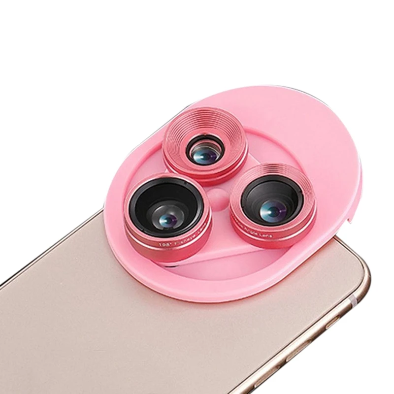 3 in 1 Mobile Phone Lens Set Professional Integral Turntable External Use Wide Angle+ Fish Eye+ Macro Camera Lens Set
