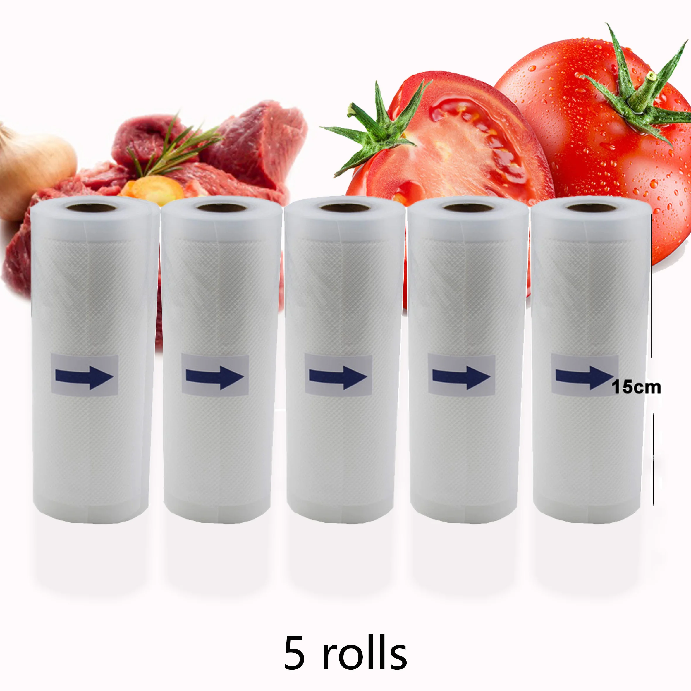 En oferta 5 rollos/lote bolsas selladoras al vacío bolsas selladoras de alimentos bolsas para mantener los alimentos frescos bolsa de almacenamiento 15*500cm Ma5axAbVg