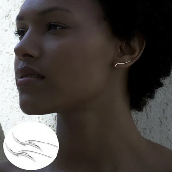 

Israel Minimalist Wave Women Fashion Earrings 2020 Simple Snake Tibetan Silver Studs Navidad Gifts For Girls Woman Accessories