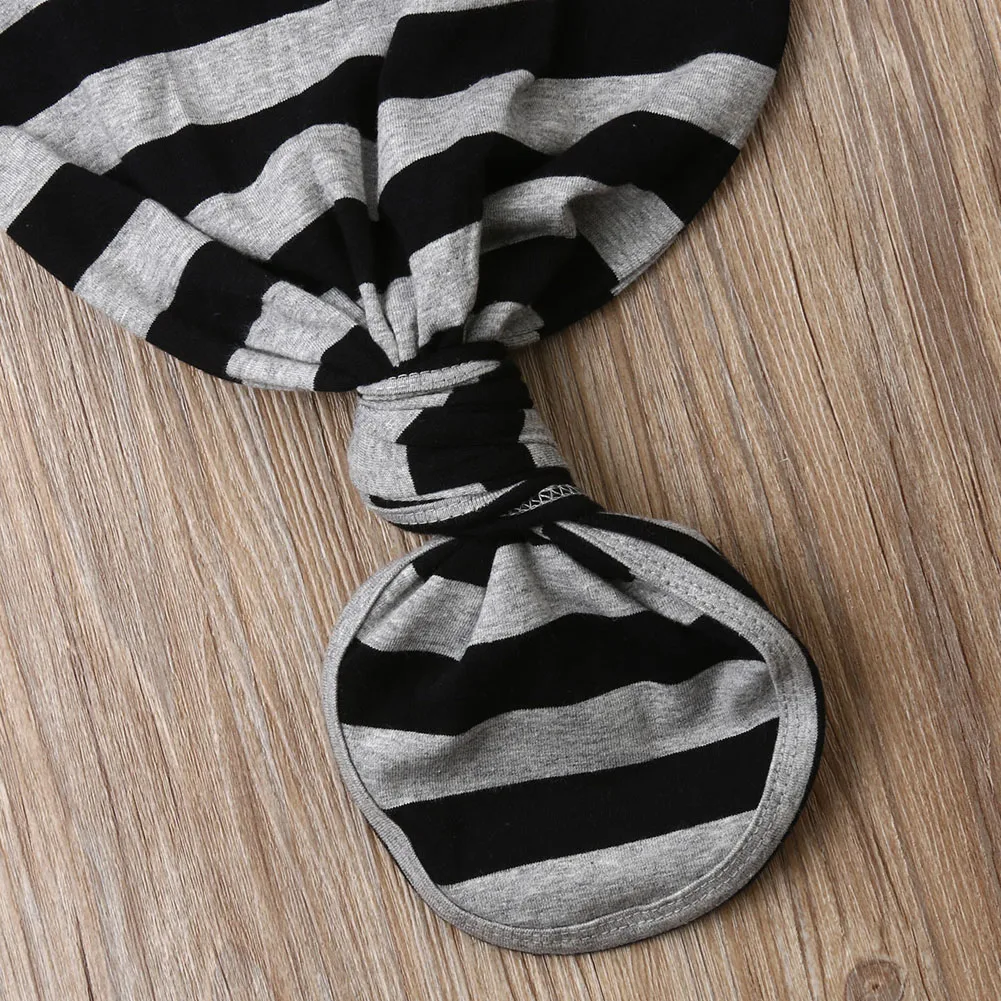 Мягкий хлопковый полосатый конверт для новорожденного девочки хлопок Пеленальное Одеяло спальный мешок повязка на голову шляпа комплект из 3 предметов