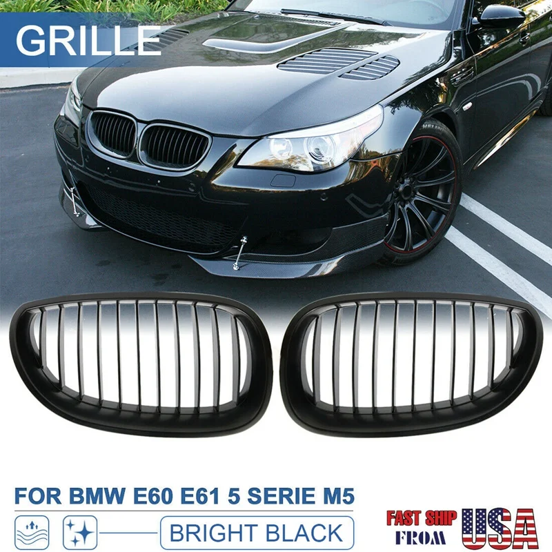 Передний капот почек решетка для 2003-2010 E60 E61 525I 525Xi 528I 528Xi 530I 530Xi 535I 550I 535Xi 545I(ярко-черный, почек гриль