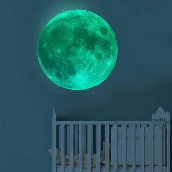 

Luminous Moon 3D Wall Stickers fluorescent Glow in the dark Home Decoration kids room bedroom decoration home decals