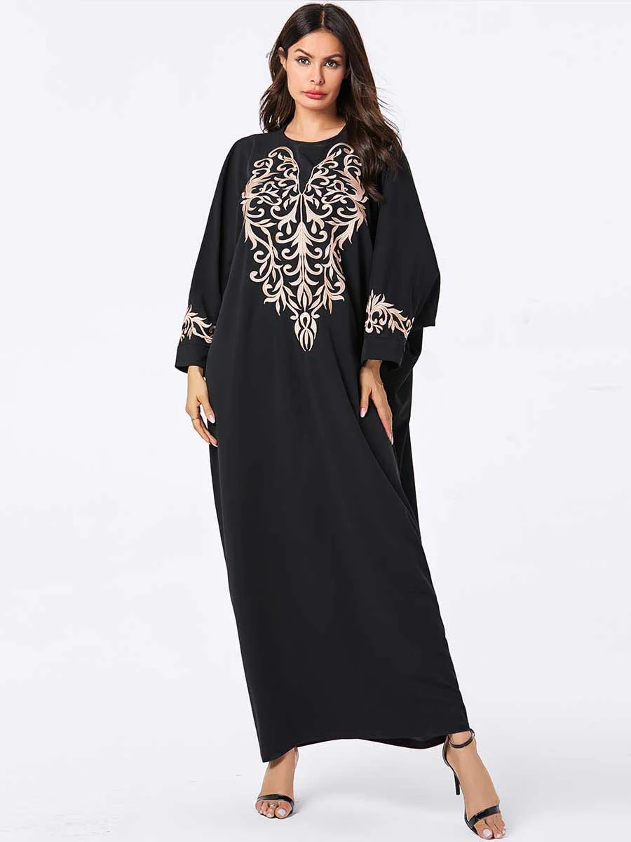 Турецкое арабское мусульманское платье Abaya женское Макси с рукавами летучая мышь