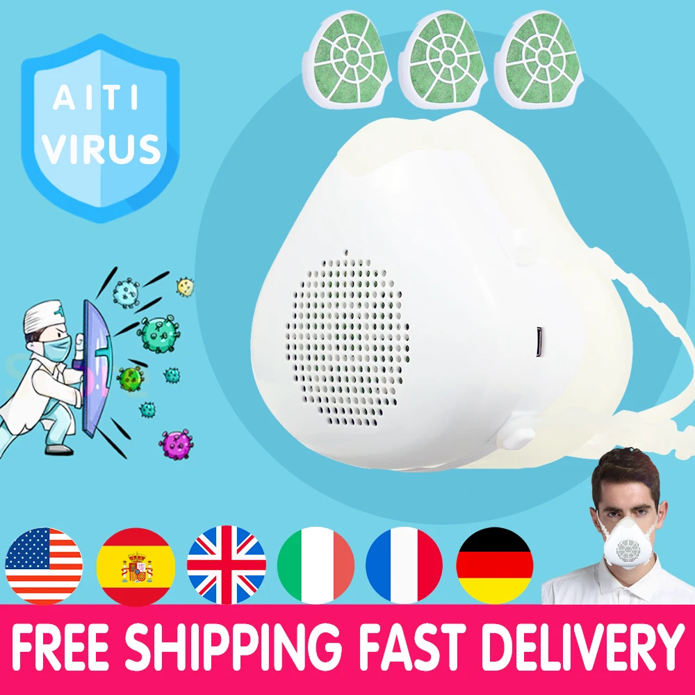 

Electric Face Mask Air Purifying Dustproof Mask Disposable Anti-haze Mask with USB 4-Layer PM2.5 Masks Mascarillas