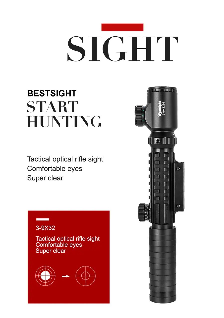 3-9x32 EG охотничий прицел с красной/зеленой точечной подсветкой тактический Снайперский прицел с 22 мм для воздушного пистолета