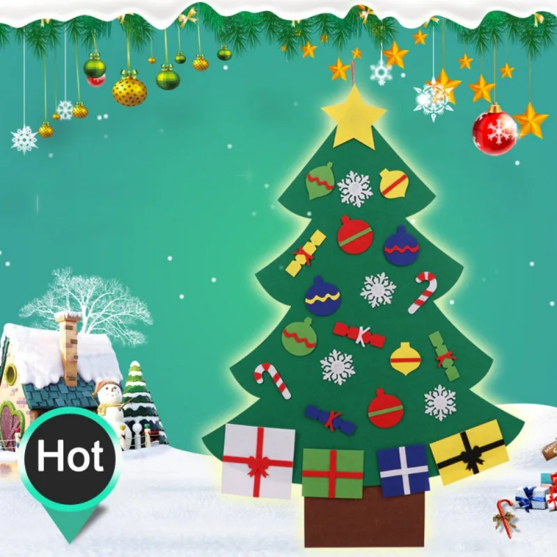 

2019 DIY Felt Christmas Tree Set With Small Removable Ornaments Xmas Hand Craft Hanging Decorations For Kids And Adults