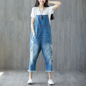 

Women New Ripped Jumpsuit Women Casual Jumpsuit Summer 2020 Personality Rompers Womens Wild Loose Jumpsuit
