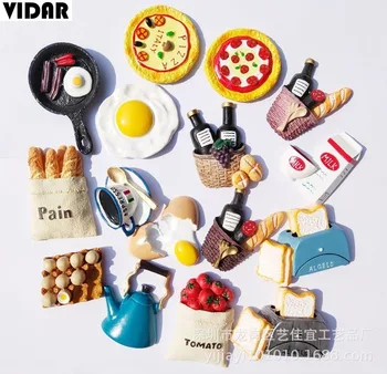 

VIDAR European French Bread Basket Egg Milk Pan Breakfast Tomato Creative Fridge Magnet