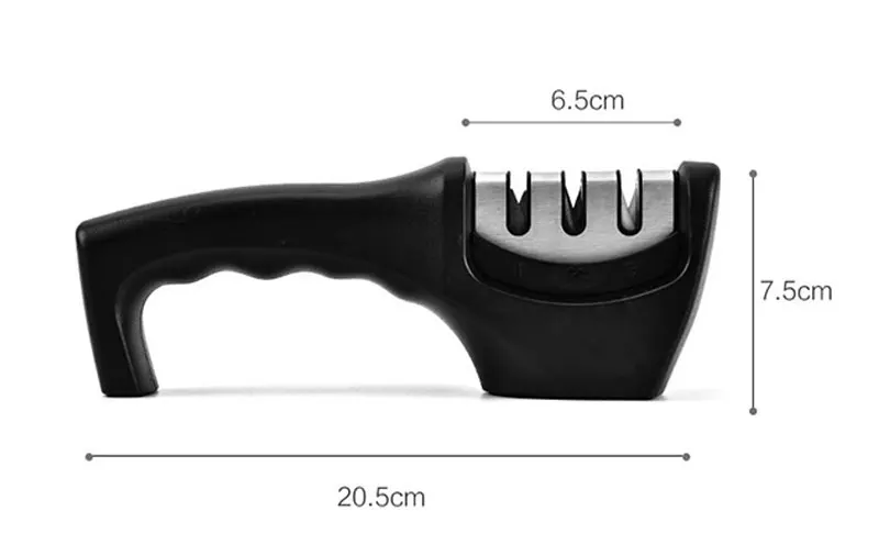 1 шт., 3 ступени, профессиональная точилка для ножей, кухонный точильный камень, Вольфрамовая сталь и керамические кухонные ножи, аксессуары C1320 f - Цвет: Черный
