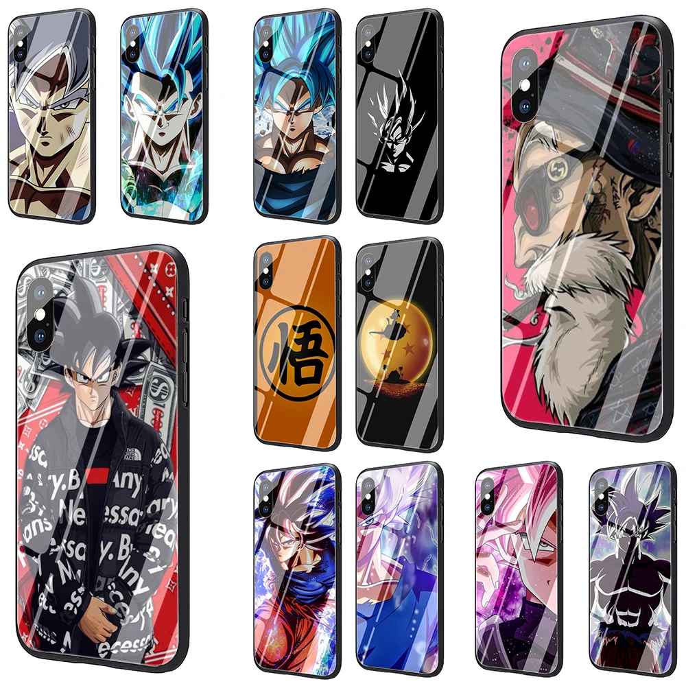 

EWAU Anime Dragon Ball Super Goku Glass Phone Cover Case for iphone 5 5s SE 6 6s Plus 7 8 Plus X XR XS 11 Pro Max
