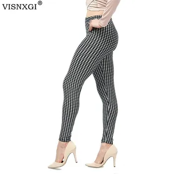

LJCUIYAO High Wasted Leggings Sexy Casual High Elastic Warmer Houndstooth Print Sporting Workout Athletic Leggins Pants Trousers