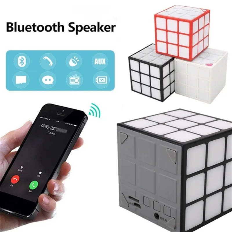 Портативный мини-Волшебный куб Bluetooth громкой связи беспроводной динамик с микрофоном светодиодный фонарик AUX красочный D30