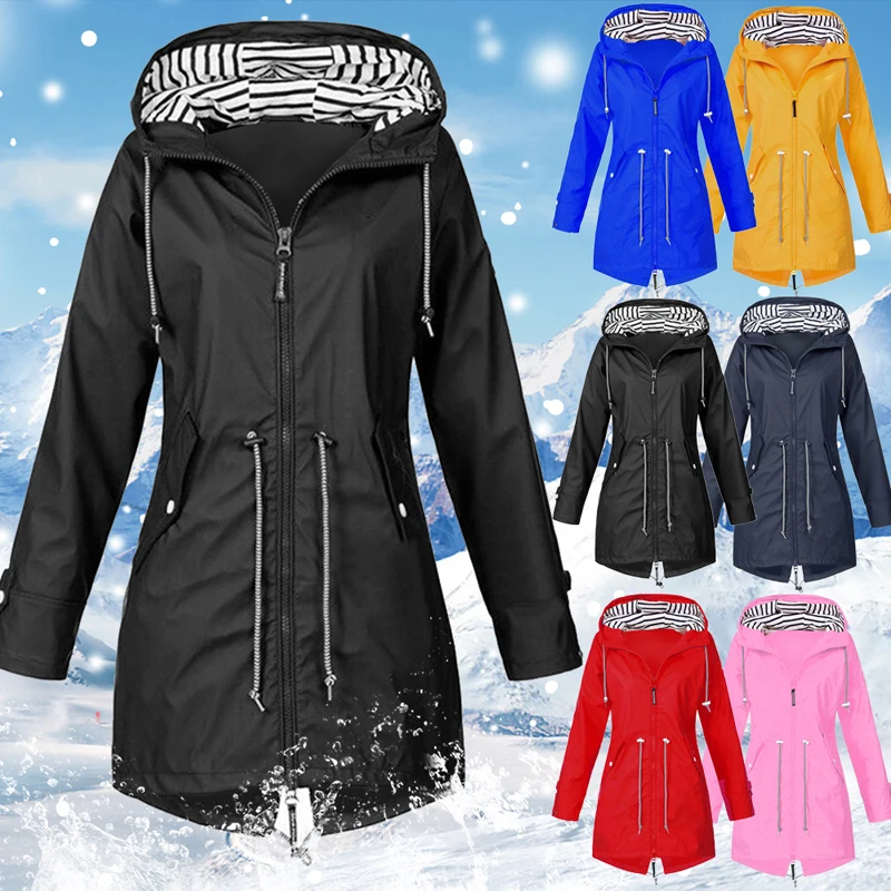 

Outdoor Hoodie Jacket Women Long Windproof Hooded Coat Plus Size Women Coat 2019 Solid Mountaineering Warm Jacket Chaqueta Mujer