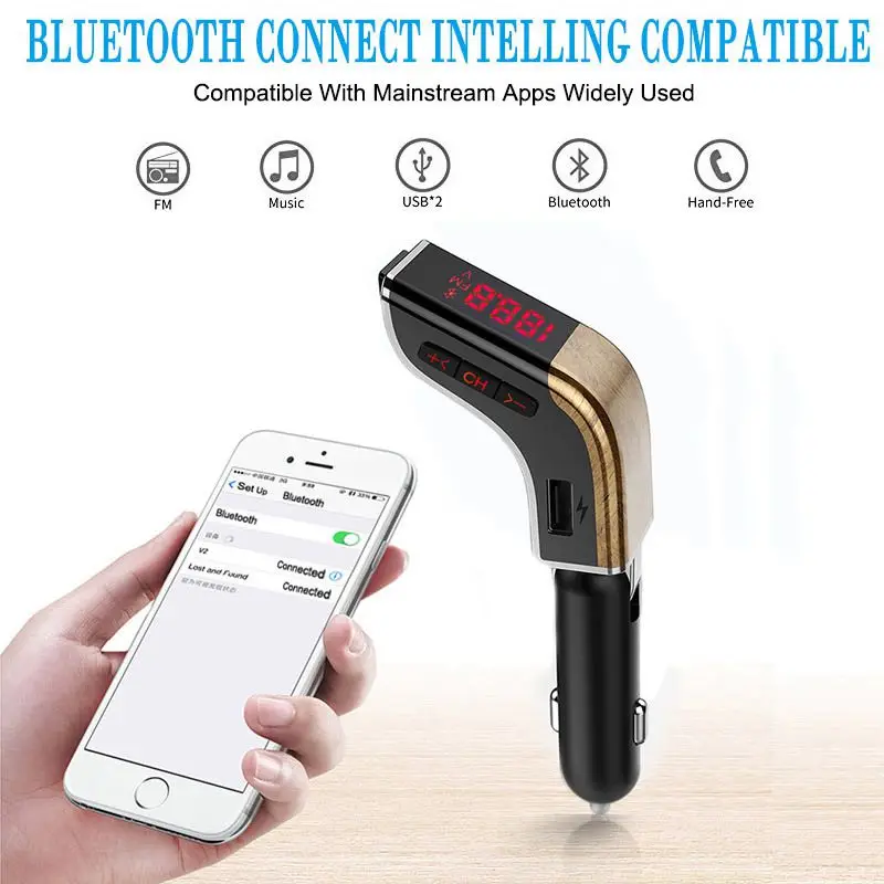 Комплект беспроводной связи bluetooth для автомобиля fm-передатчик Громкая связь вызов двойной Usb зарядное устройство Fm модулятор Mp3 аудио плеер Быстрая зарядка персик W