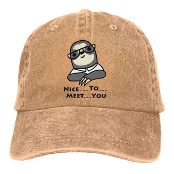 

Unisex Adjustable Vintage Jeans Baseball Cap Nice to Meet You Sloth Dad Hat