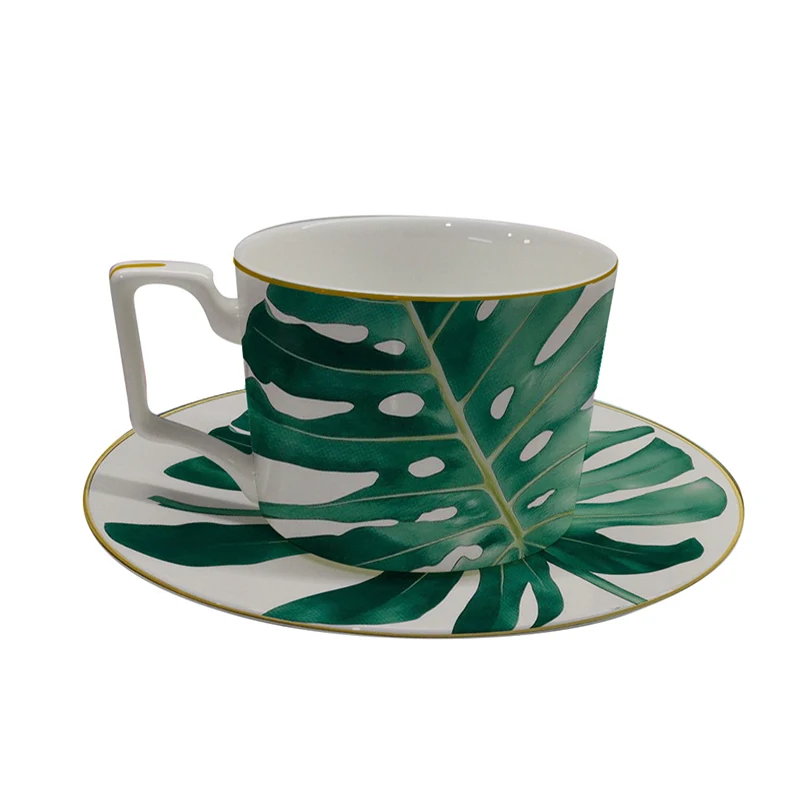 Western Bone China Round Plate, Creative Forest Dessert Series, Leaves, Flowers, Restaurant and Home Use Coffee Set and Bow