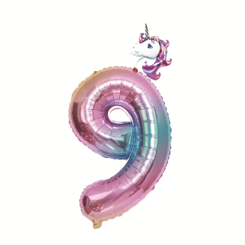 unicorn ballon pink9 2 шт. Радуга Единорог вечерние 32 дюймов воздушные шары из фольги в виде цифр детская День рождения украшения гелиевых шара с цифрой Baby Shower деко - Цвет: unicorn ballon pink9