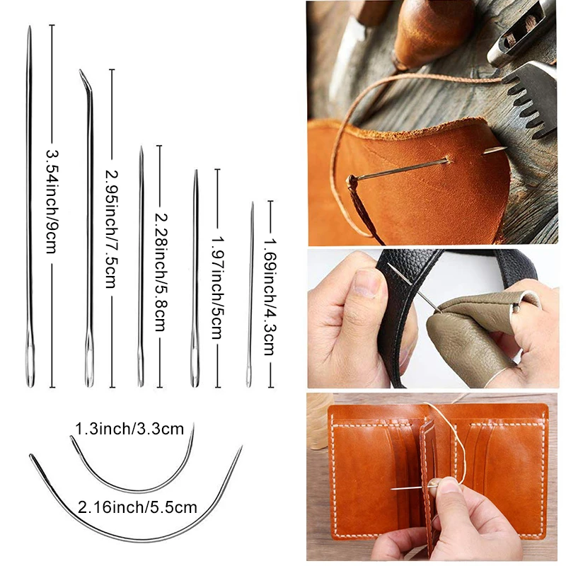 MIUSIE 7 шт./компл. Leathercraft DIY кожа ручной ремонт изогнутые швейные иглы кожаные сапоги из меха и Нержавеющая сталь Pin стежка Набор для вышивки