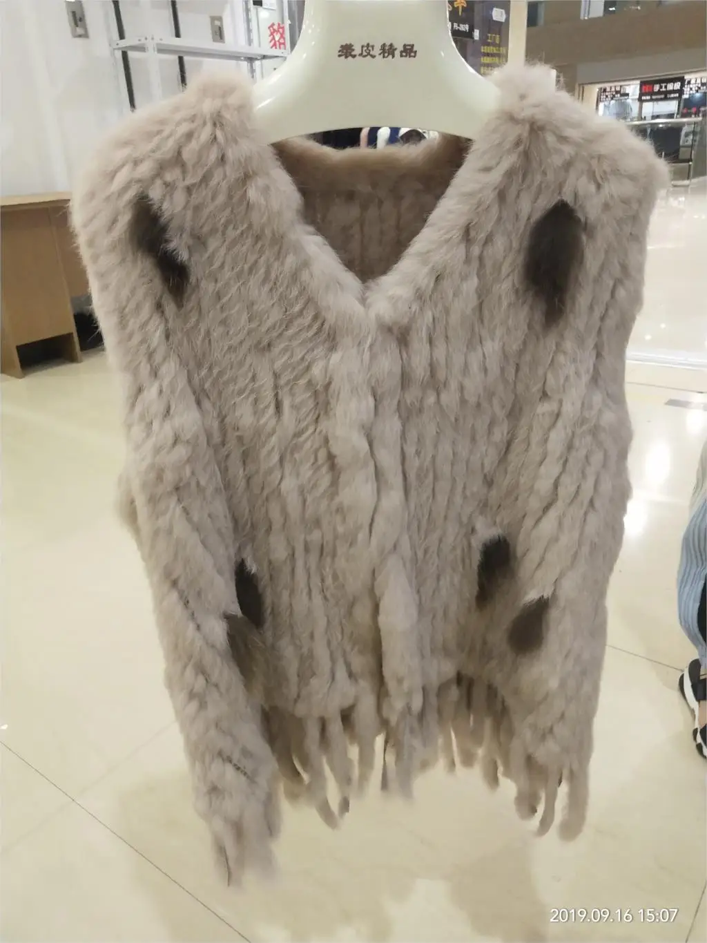 kahki ZDFURS* дешевле натуральный мех женский натуральный вязаный мех кролика жилет с кисточками леди тонкий жилет зима ZDKR-165039 - Цвет: kahki