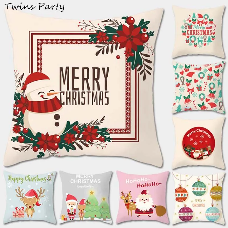 

Twins 45*45cm Christmas Decorations Pillow Covers Christmas Tree Snowflake Snowman Reindeer Home Decor Polyester Pillowcase