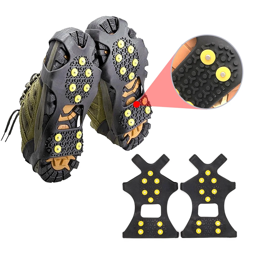 1 Pair S XXL 10 Studs Anti Skid Snow Ice Climbing Shoe Spikes Ice Grips