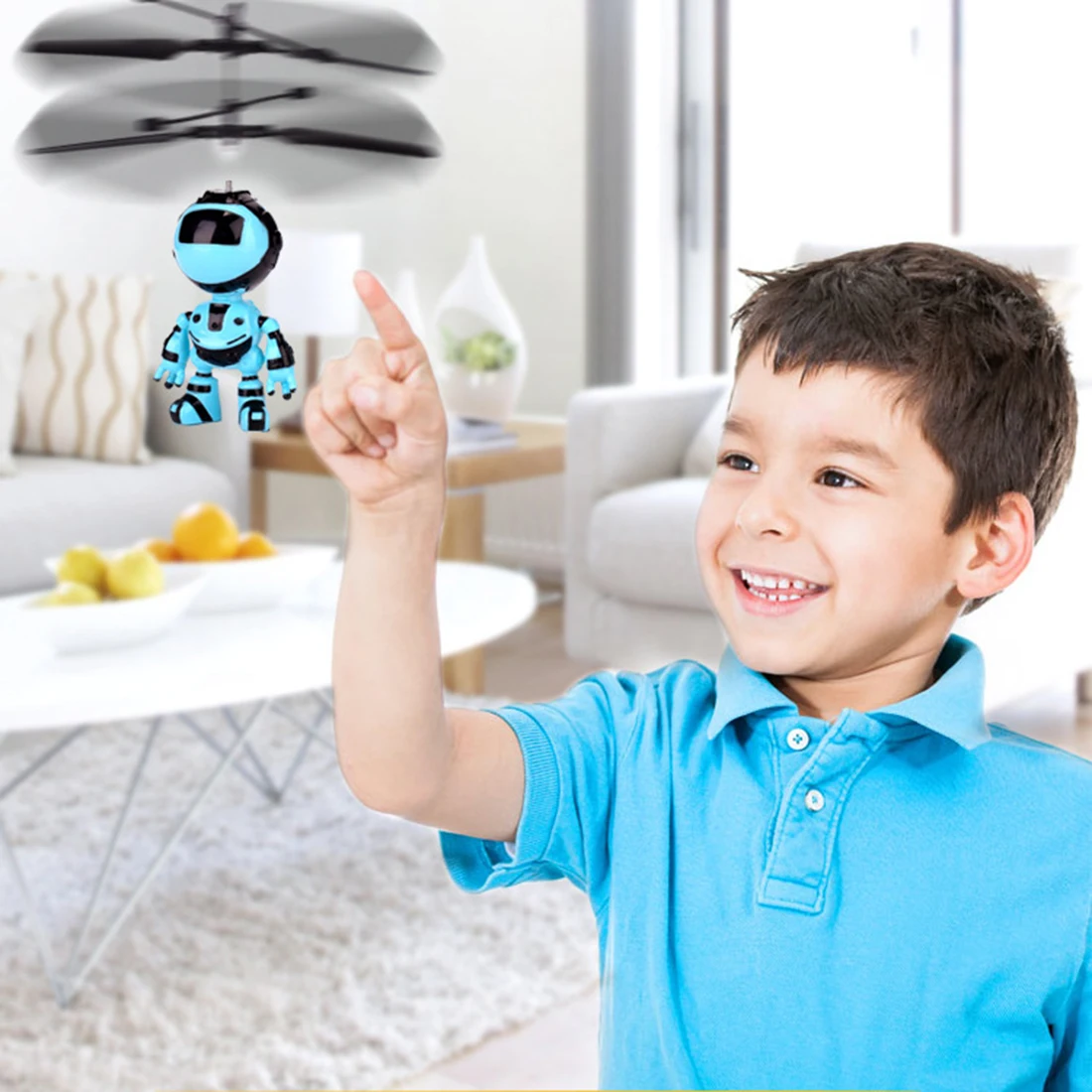 Flashing Induction Suspension Aircraft Flying Toy Hand Flying Mini Robot With LED Colourful Light For Kid - Robot