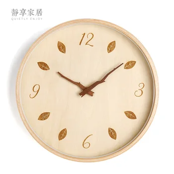 

Wooden Wall Clock Large 3d Nordic Simple Living Room Modern Japanese Silent Bedroom Kitchen Clocks Reloj Wall Watch Gift SC603